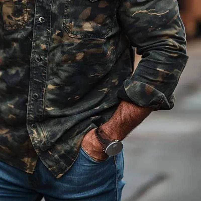 Men's Classic Casual Slim Fit Camouflage Workwear Long Sleeve Shirt 41195156K sold by Manly product image thumbnail 4