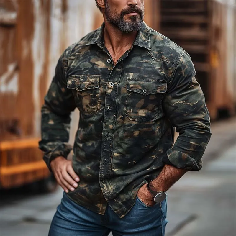 Men's Classic Casual Slim Fit Camouflage Workwear Long Sleeve Shirt 41195156K sold by Manly product image thumbnail 2