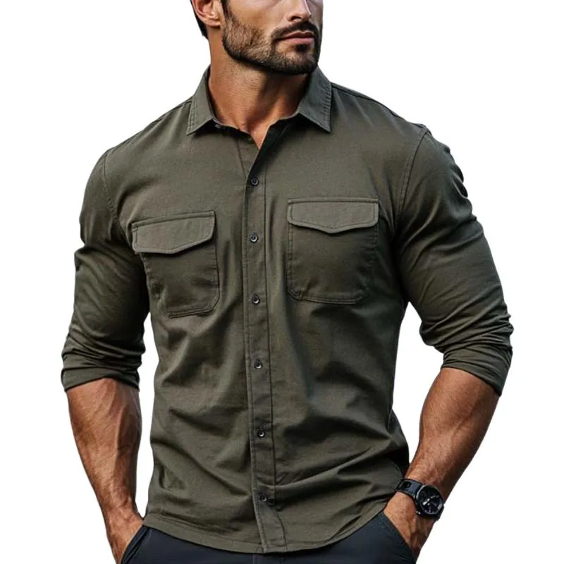 Men's Classic Casual Fit Multi-Pocket Cotton Long Sleeve Shirt 80537966K sold by Manly