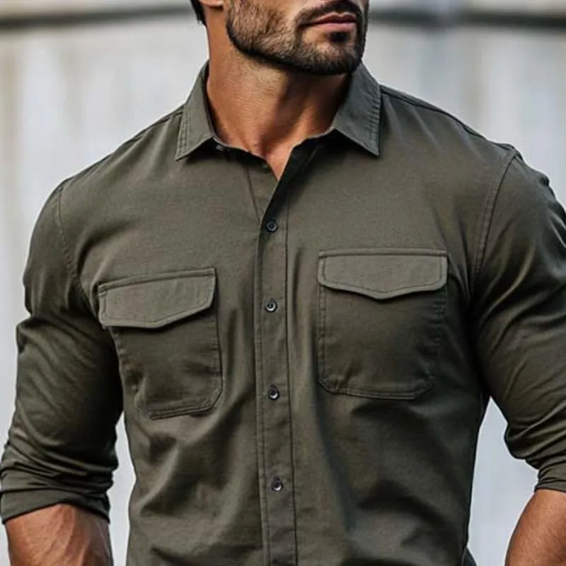 Men's Classic Casual Fit Multi-Pocket Cotton Long Sleeve Shirt 80537966K sold by Manly product image thumbnail 3