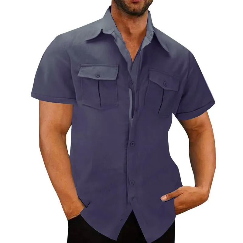 Men's Cotton and Linen Access Control Zipper Short-sleeved Shirt 68812229X sold by Manly product image thumbnail 5
