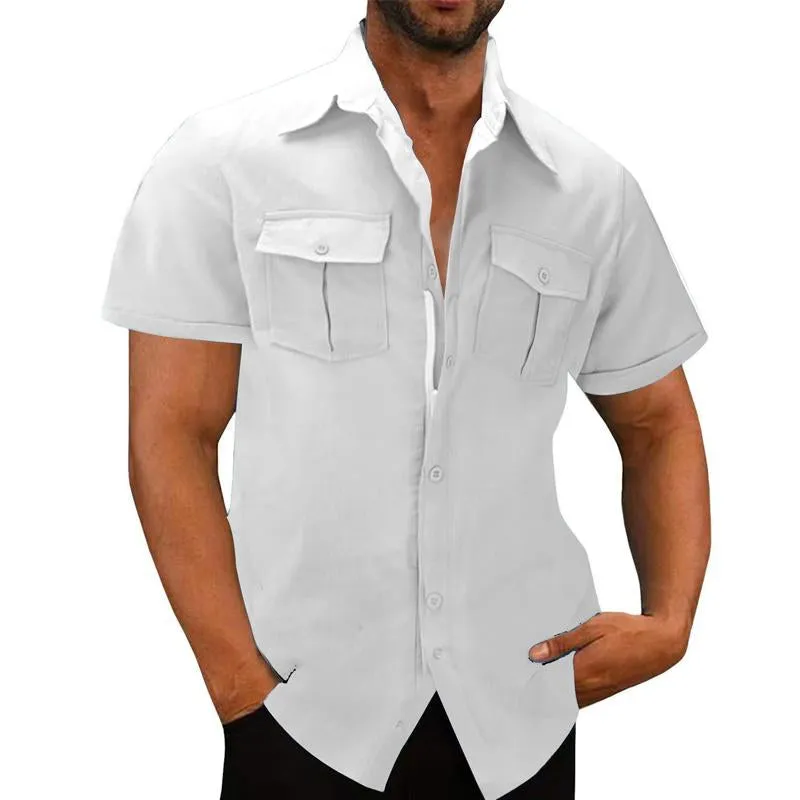Men's Cotton and Linen Access Control Zipper Short-sleeved Shirt 68812229X sold by Manly product image thumbnail 2