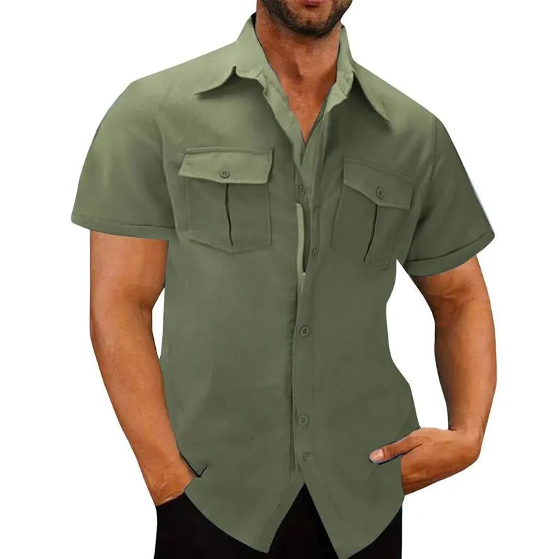 Men's Cotton and Linen Access Control Zipper Short-sleeved Shirt 68812229X sold by Manly product image thumbnail 4