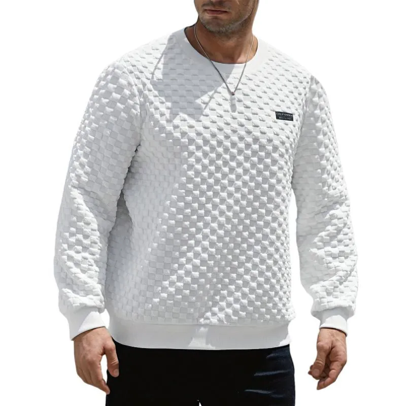 Men's Jacquard Checkered Crew Neck Sweatshirt 65424022X sold by Manly