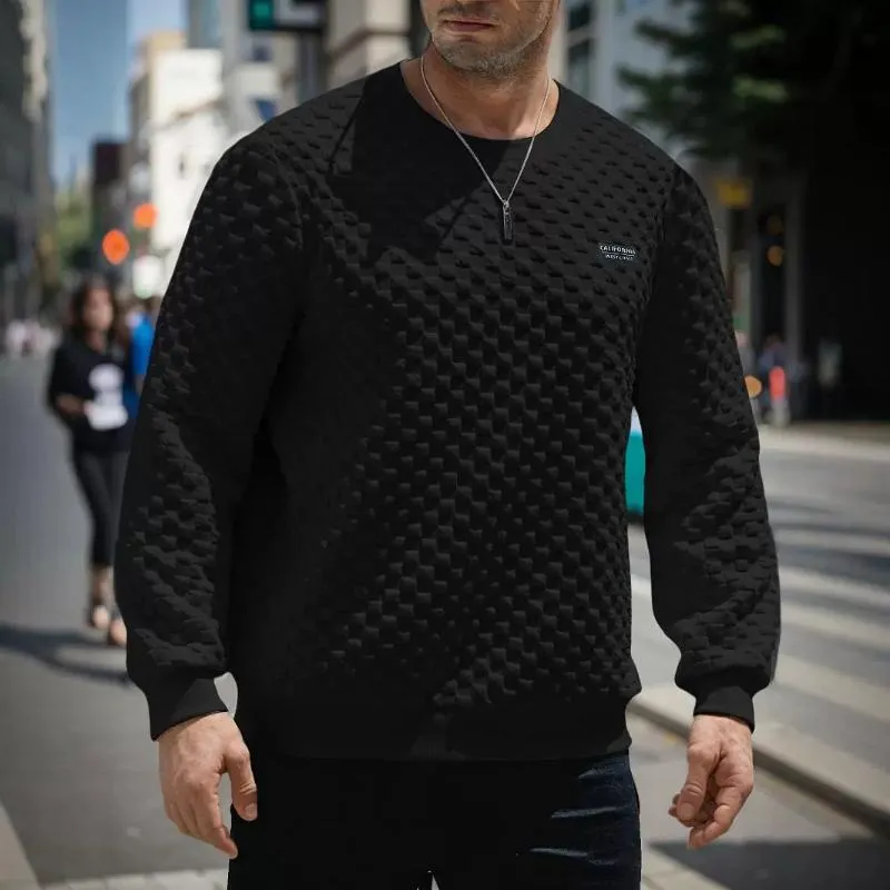 Men's Jacquard Checkered Crew Neck Sweatshirt 65424022X sold by Manly product image thumbnail 3