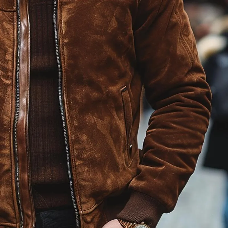 Men's Vintage Suede Stand Collar Jacket 19985087X sold by Manly product image thumbnail 3