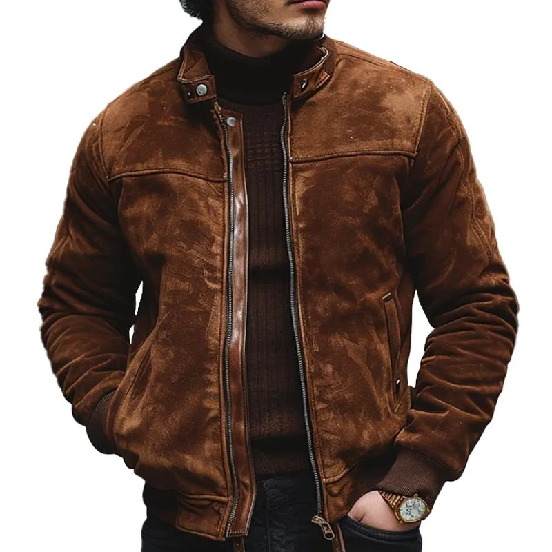 Men's Vintage Suede Stand Collar Jacket 19985087X sold by Manly