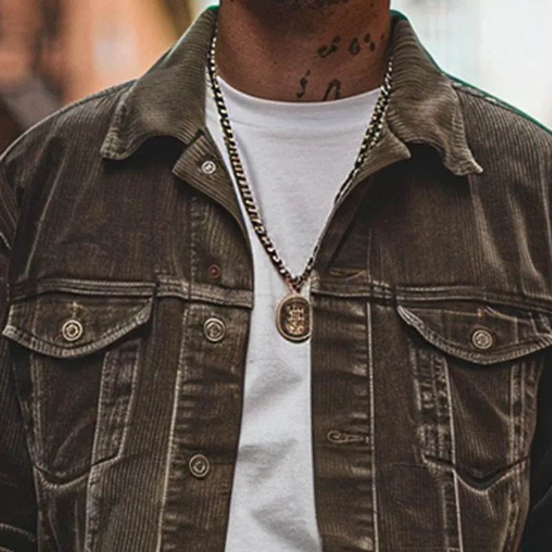 Men's Vintage Solid Cord Print Lapel Jacket 45293747X sold by Manly product image thumbnail 3