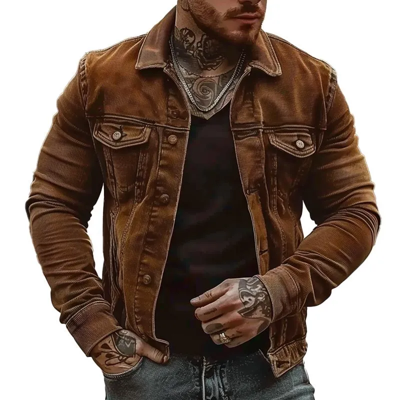 Men's Casual Corduroy Lapel Jacket 34386320X sold by Manly