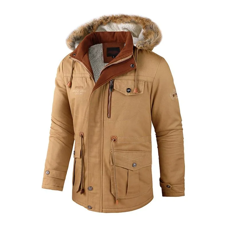 Men's Casual Thick Fleece Warm Detachable Hooded Mid-length Coat 88809776M sold by Manly