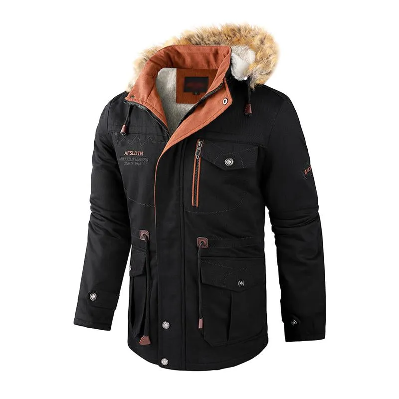 Men's Casual Thick Fleece Warm Detachable Hooded Mid-length Coat 88809776M sold by Manly product image thumbnail 2