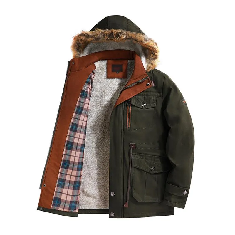 Men's Casual Thick Fleece Warm Detachable Hooded Mid-length Coat 88809776M sold by Manly product image thumbnail 5