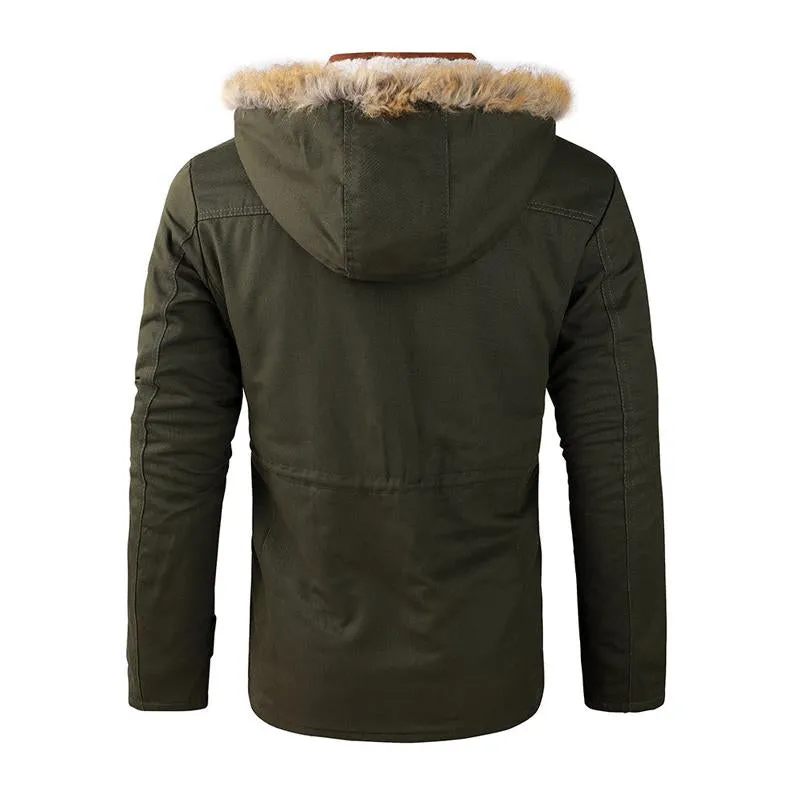 Men's Casual Thick Fleece Warm Detachable Hooded Mid-length Coat 88809776M sold by Manly product image thumbnail 4