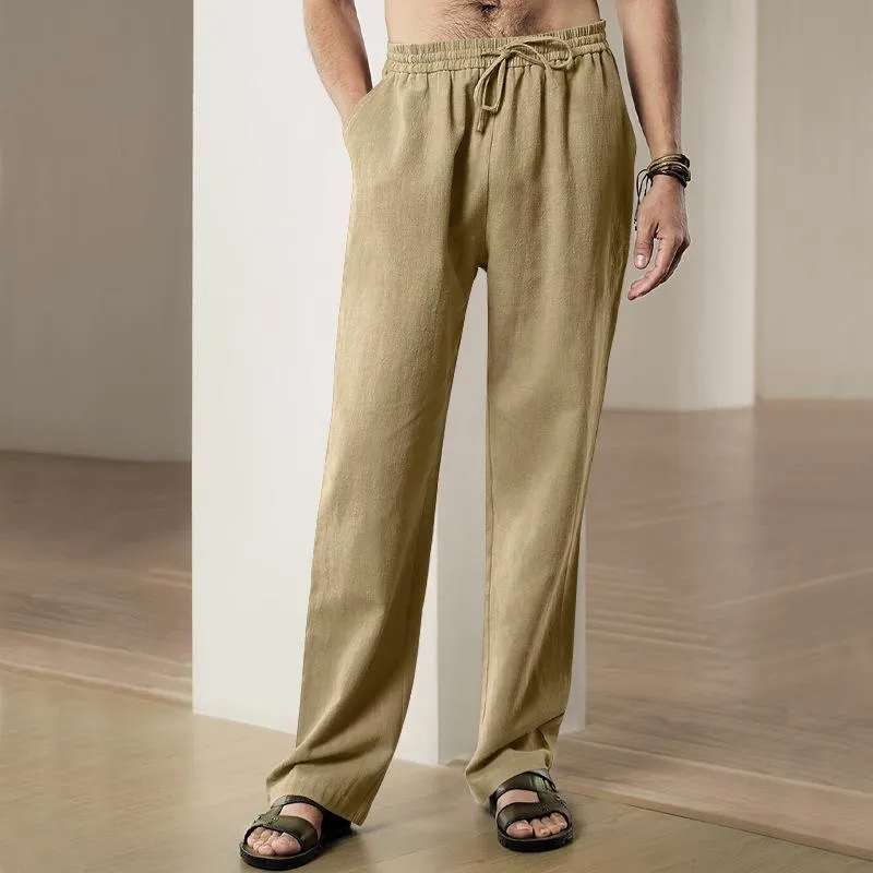 Men's Casual Solid Color Linen Breathable Loose Pants 13939824M sold by Manly product image thumbnail 2