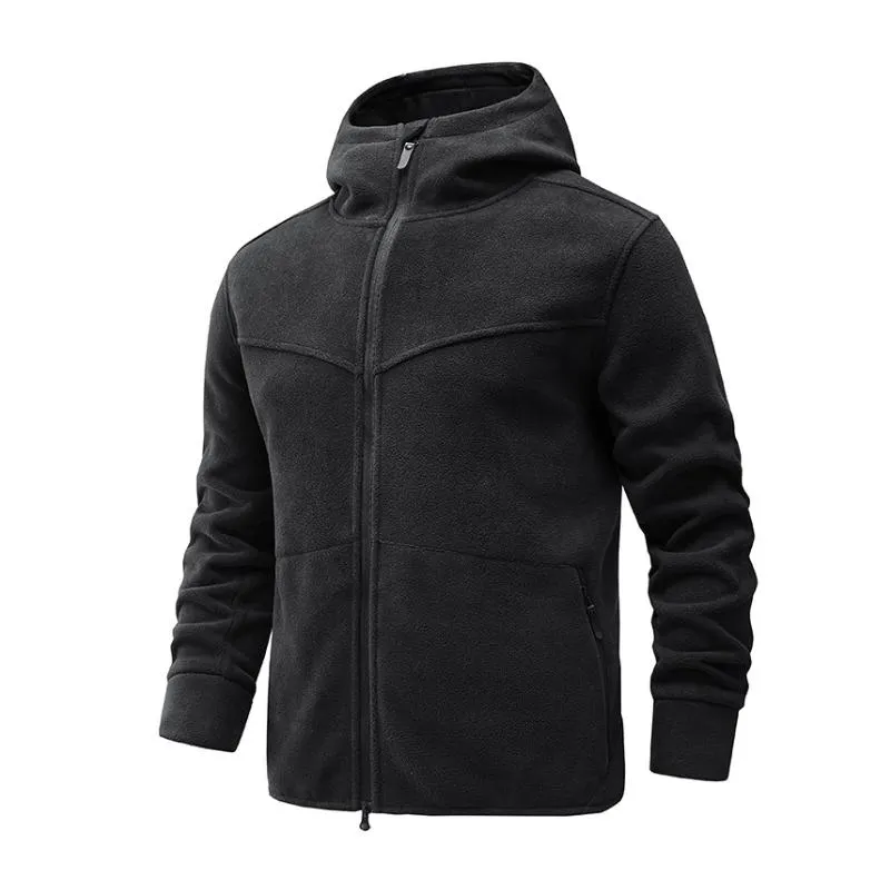 Men's Casual Fleece Warm Patchwork Loose Zip Hooded Jacket 05147054M sold by Manly product image thumbnail 2