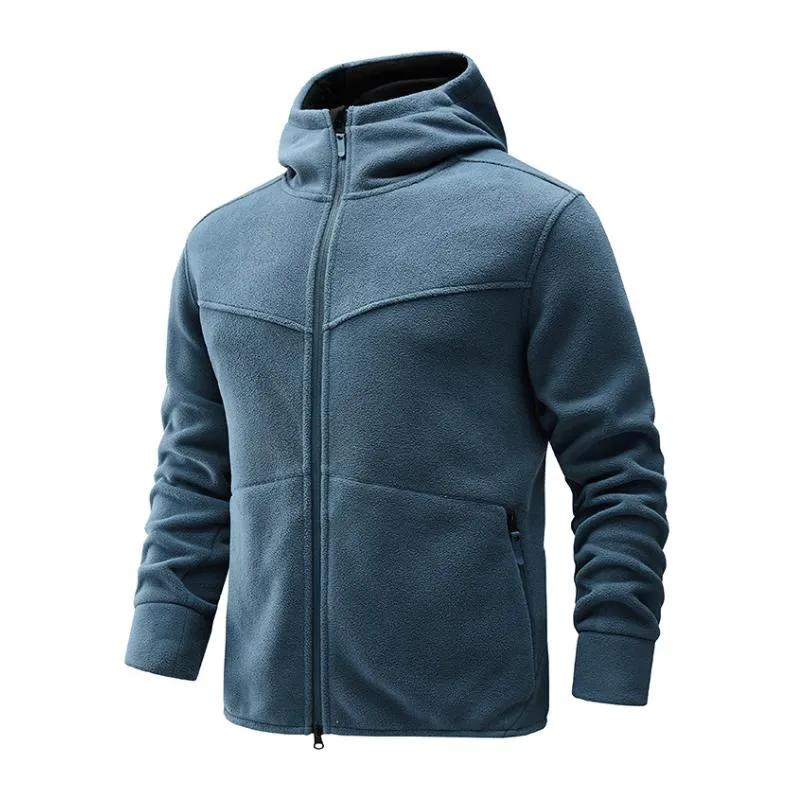 Men's Casual Fleece Warm Patchwork Loose Zip Hooded Jacket 05147054M sold by Manly product image thumbnail 3
