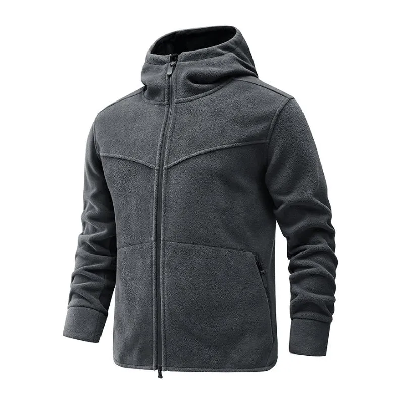 Men's Casual Fleece Warm Patchwork Loose Zip Hooded Jacket 05147054M sold by Manly product image thumbnail 4