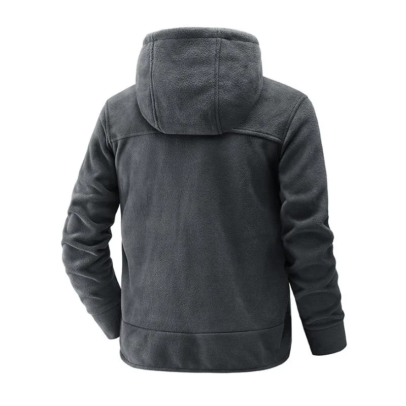 Men's Casual Fleece Warm Patchwork Loose Zip Hooded Jacket 05147054M sold by Manly product image thumbnail 5