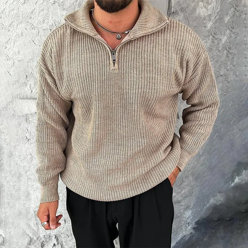 Men's Solid Color Knit Half-zip Neck Long Sleeve Casual Sweater 47190243Z sold by Manly product image thumbnail 2