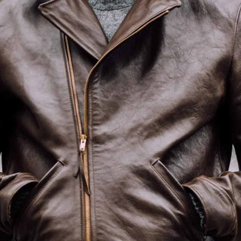 Men's Vintage Solid Color Lapel Zipper Short Leather Jacket 19322734Y sold by Manly product image thumbnail 4