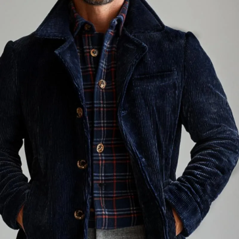 Men's Vintage Solid Corduroy Single Breasted Mid-Length Coat 90919806Y sold by Manly product image thumbnail 2