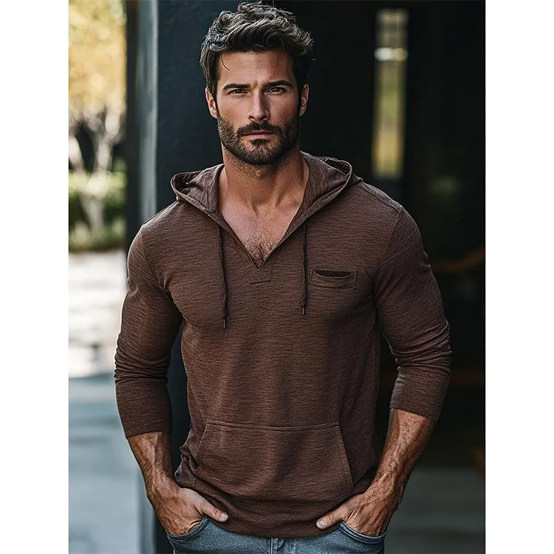 Men's Casual Drawstring Hood Kangaroo Pocket Long Sleeve T-Shirt 08805821Y sold by Manly product image thumbnail 3
