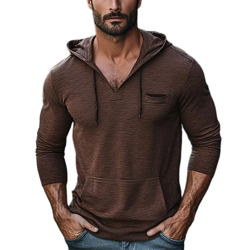 Men's Casual Drawstring Hood Kangaroo Pocket Long Sleeve T-Shirt 08805821Y sold by Manly