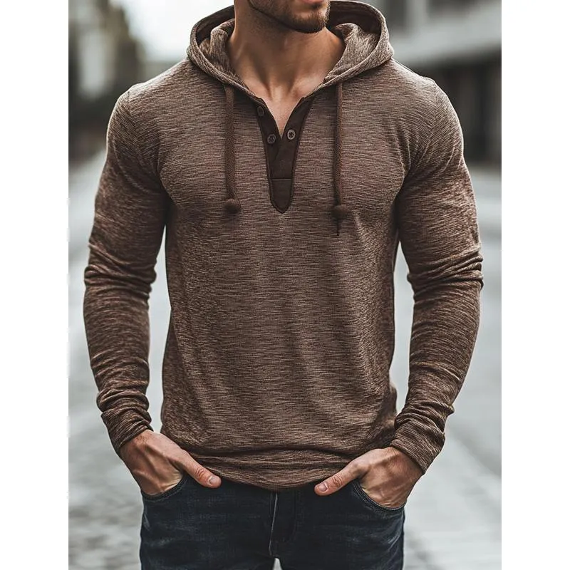 Men's Casual Button Hooded Long Sleeve T-Shirt 13247656Y sold by Manly product image thumbnail 3