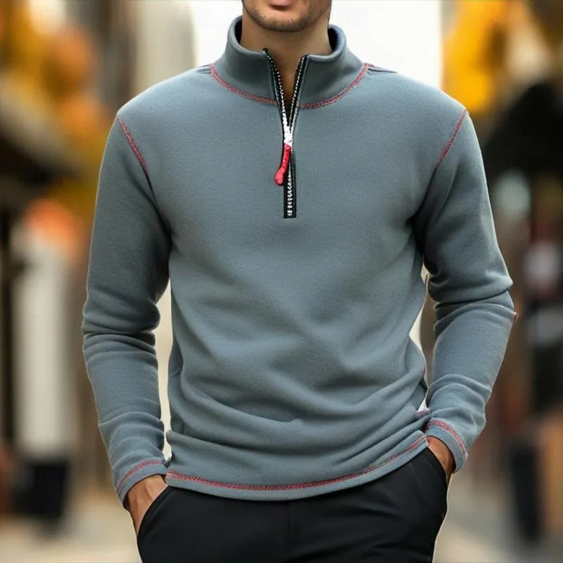 Men's Solid Polar Fleece Half Zip Neck Long Sleeve Outdoor Casual Sweatshirt 26479966Z sold by Manly product image thumbnail 3