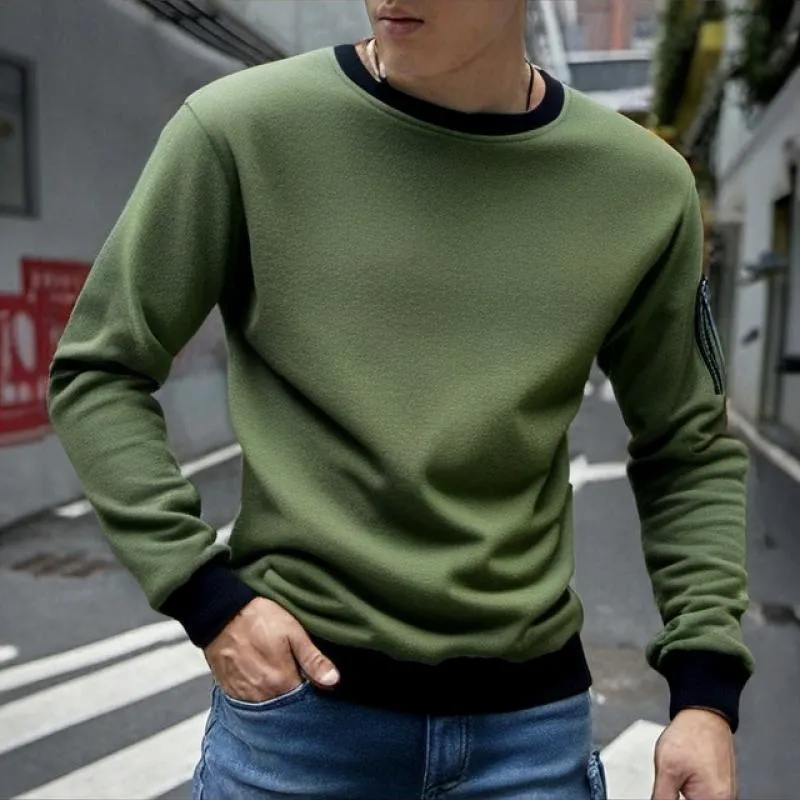 Men's Colorblock Polar Fleece Round Neck Long Sleeve Outdoor Casual Sweatshirt 17641777Z sold by Manly product image thumbnail 5