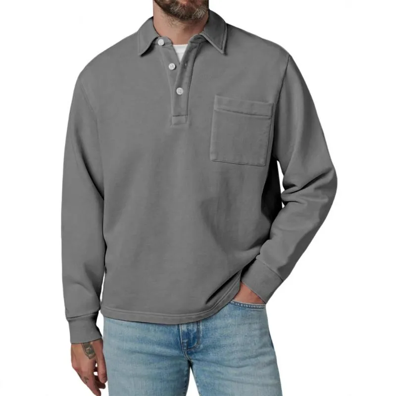 Men's Solid Color Lapel Chest Pocket Long Sleeve Casual Sweatshirt 05931685Z sold by Manly product image thumbnail 5
