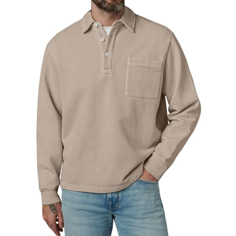 Men's Solid Color Lapel Chest Pocket Long Sleeve Casual Sweatshirt 05931685Z sold by Manly