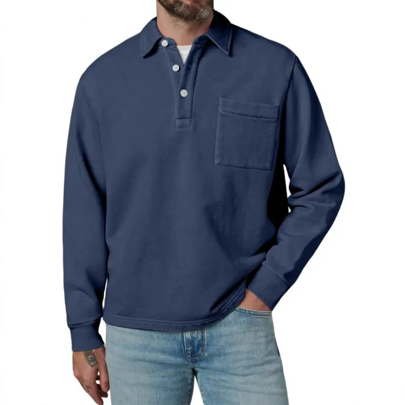 Men's Solid Color Lapel Chest Pocket Long Sleeve Casual Sweatshirt 05931685Z sold by Manly product image thumbnail 2