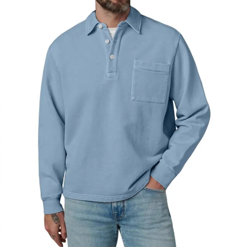 Men's Solid Color Lapel Chest Pocket Long Sleeve Casual Sweatshirt 05931685Z sold by Manly product image thumbnail 3