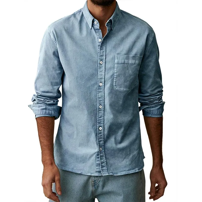 Men's Solid Color Lapel Long Sleeve Casual Shirt 64374450Z sold by Manly product image thumbnail 2