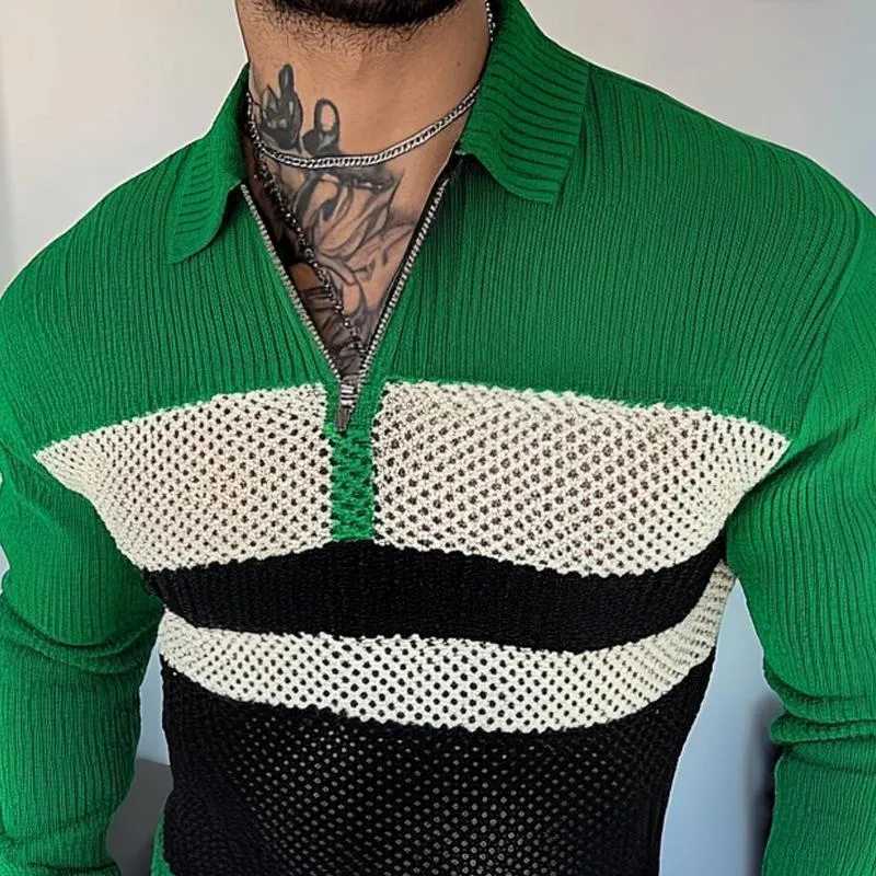 Men's Colorblock Knit Half-zip Neck Long Sleeve Casual Sweater 64336701Z sold by Manly product image thumbnail 3