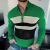 Men's Colorblock Knit Half-zip Neck Long Sleeve Casual Sweater 64336701Z sold by Manly