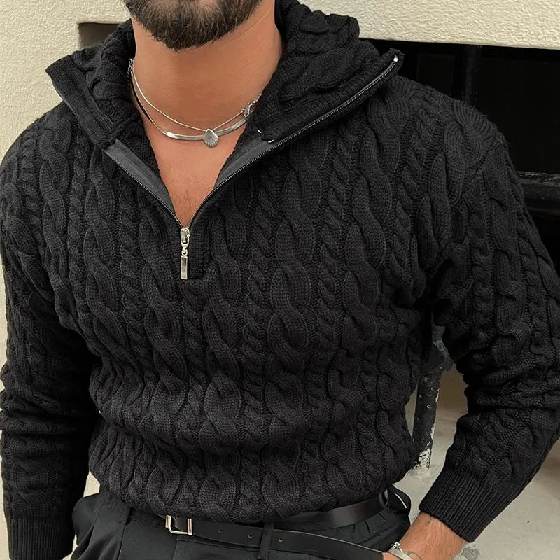 Men's Fashion Solid Color Cable Knit Half-zip Neck Long Sleeve Sweater 90648950Z sold by Manly product image thumbnail 4