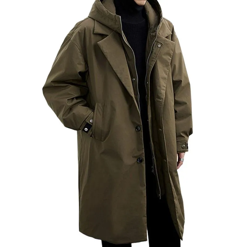 Men's Winter Hooded Mid-length Coat 59306884U sold by Manly product image thumbnail 3
