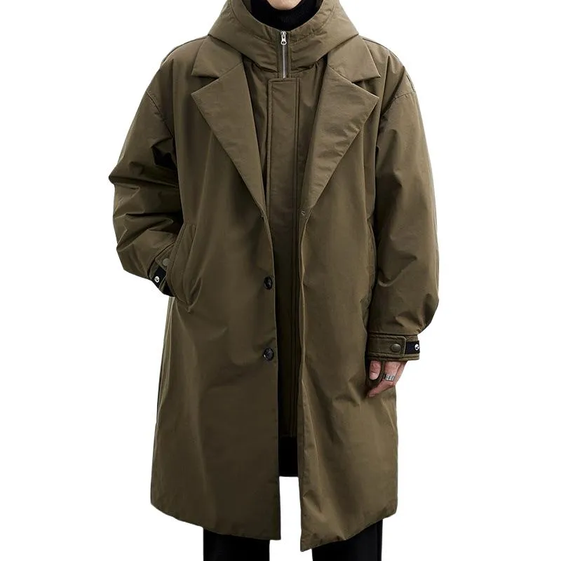 Men's Winter Hooded Mid-length Coat 59306884U sold by Manly