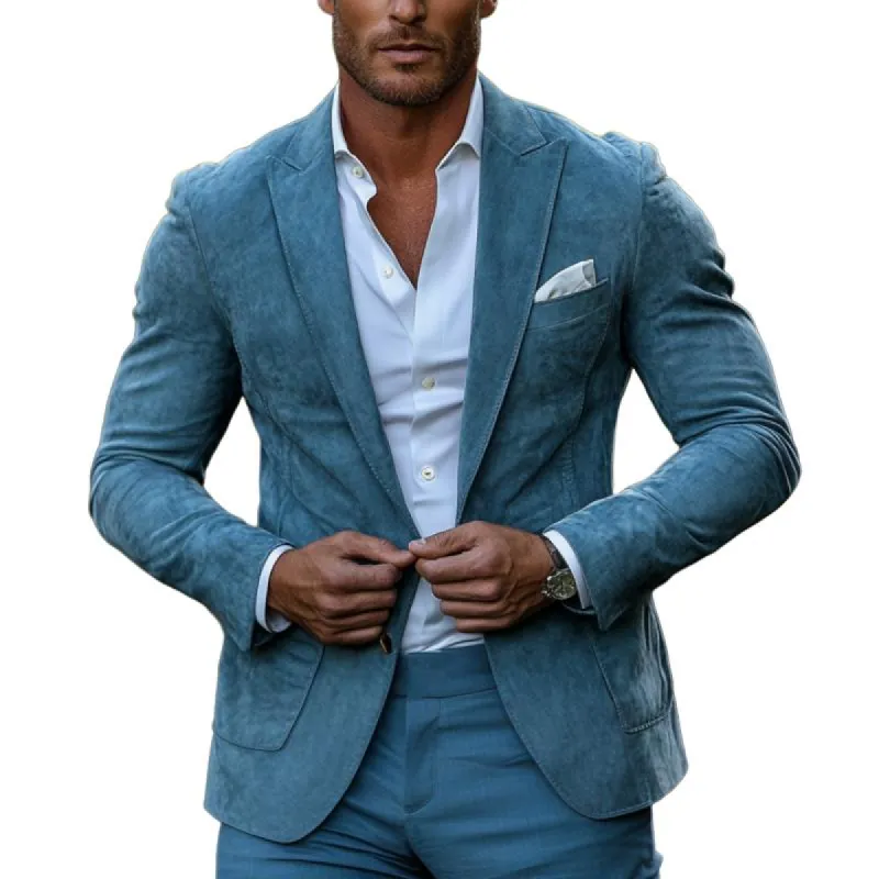 Men's Casual Lapel Suede Blazer 87345360F sold by Manly