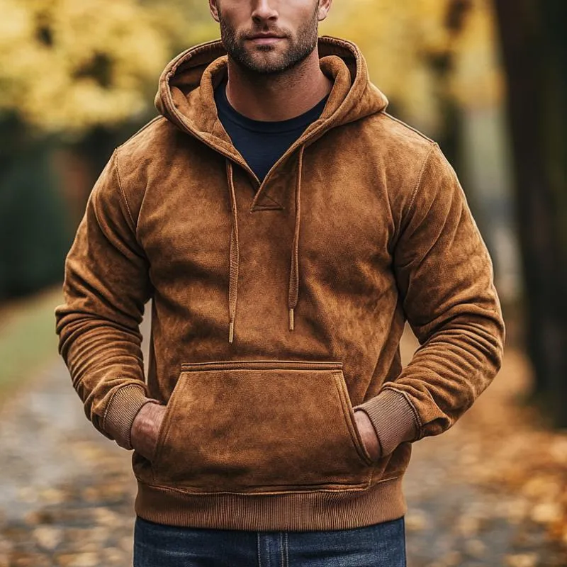 Men's Casual Suede Hoodie 08409415F sold by Manly product image thumbnail 2