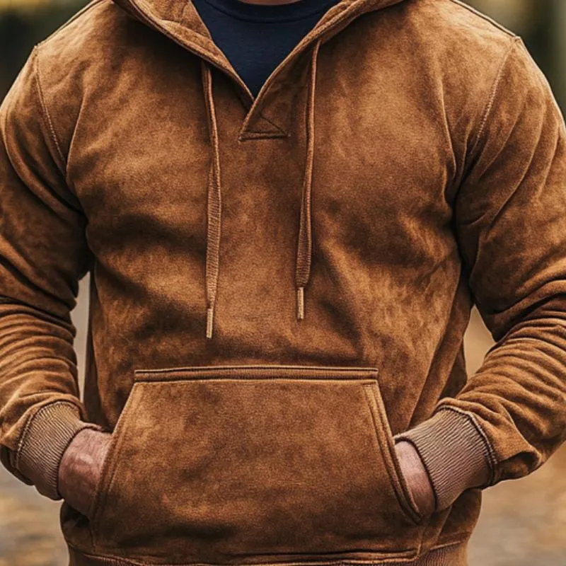 Men's Casual Suede Hoodie 08409415F sold by Manly product image thumbnail 3