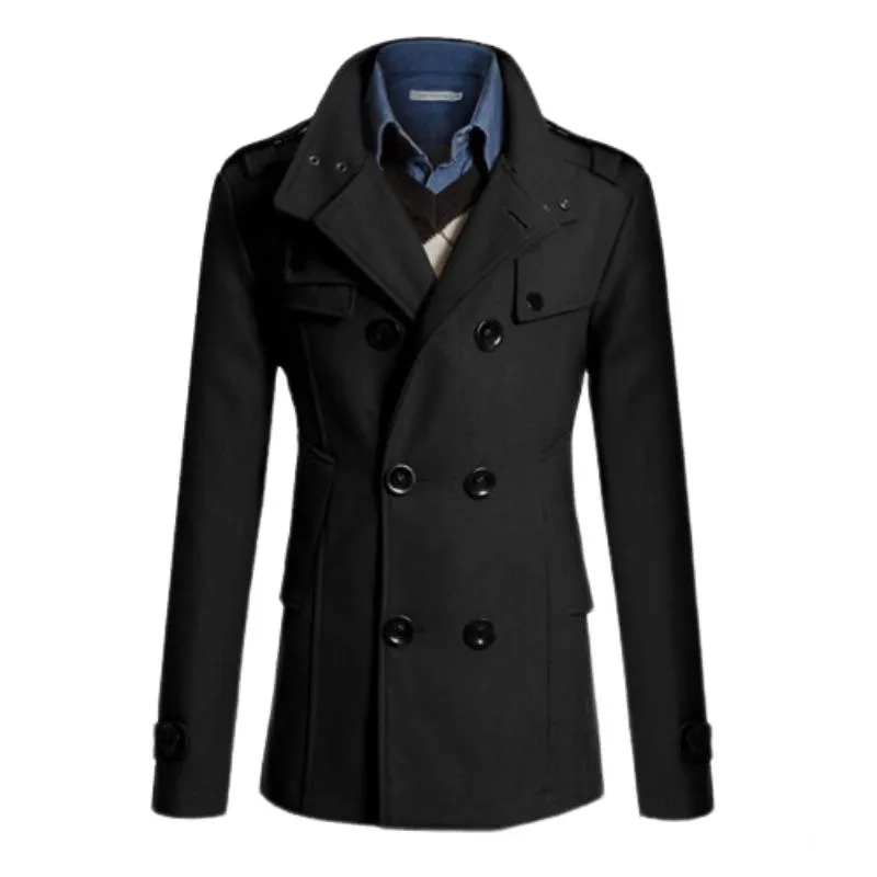 Men's Classic Mid-length Double-breasted Wool Coat 24383861F sold by Manly