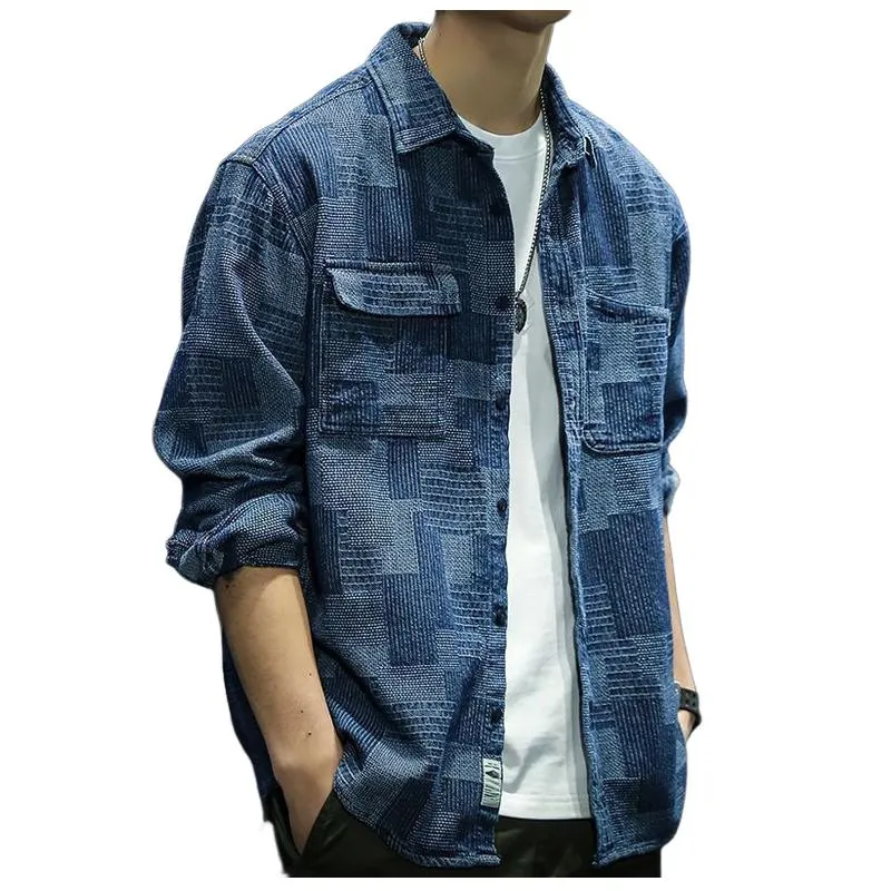 Men's Casual Lapel Long Sleeve Denim Shirt 04453953F sold by Manly product image thumbnail 3