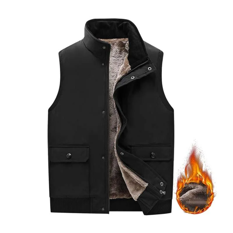 Men's Winter Classic Simple Plus Velvet Cotton Stand Collar Vest 90077166K sold by Manly