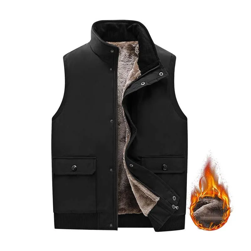 Men's Winter Classic Simple Plus Velvet Cotton Stand Collar Vest 90077166K sold by Manly