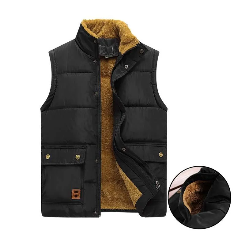 Men's Autumn And Winter Classic Plus Velvet Cotton Stand Collar Vest 91365891K sold by Manly product image thumbnail 3