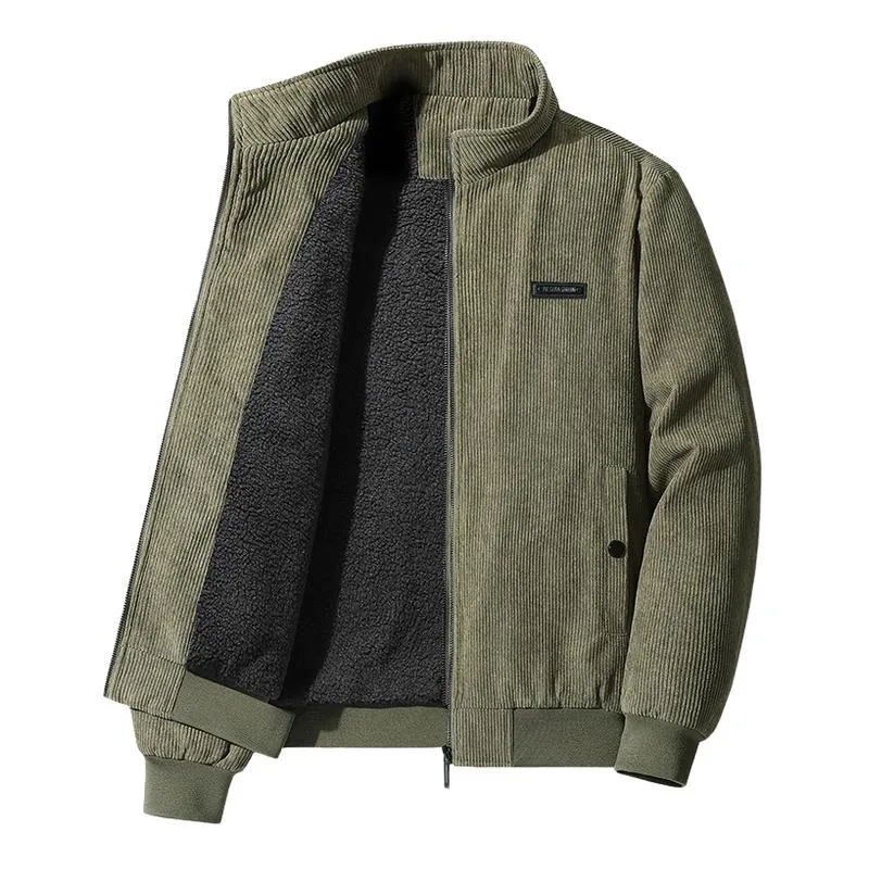 Men's Casual Polar Fleece and Corduroy Stand Collar Warm Jacket 60954930F sold by Manly
