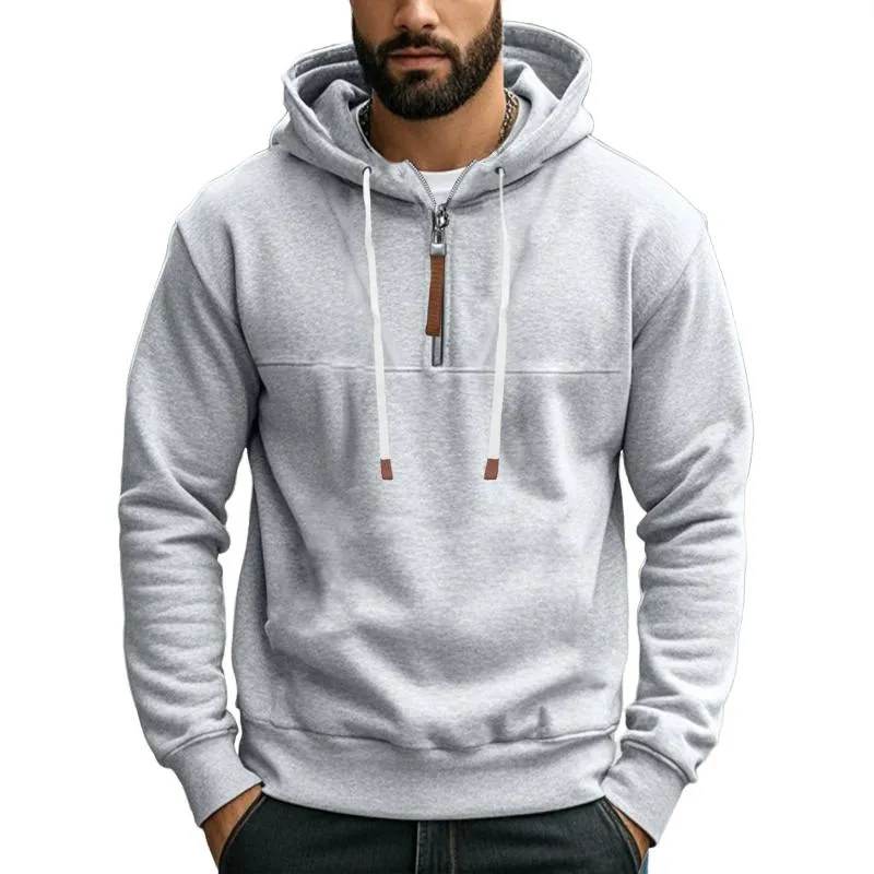 Men's Solid Color Zipper Hooded Sweatshirt 16899742Y sold by Manly